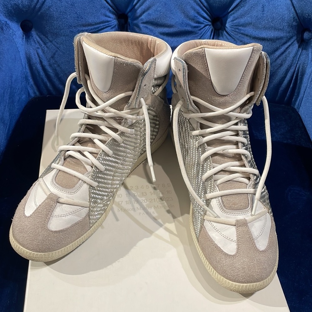 Men's High-Top Sneakers - White and Gray